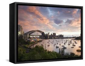 New South Wales, Lavendar Bay Toward the Habour Bridge and the Skyline of Central Sydney, Australia-Andrew Watson-Framed Stretched Canvas