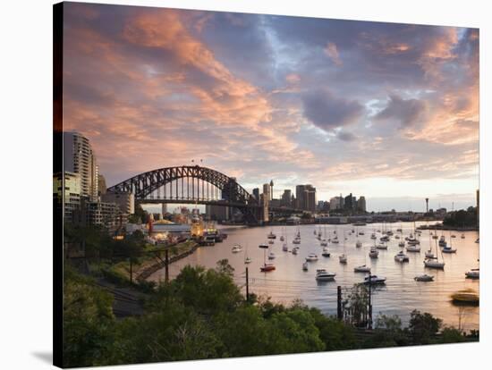 New South Wales, Lavendar Bay Toward the Habour Bridge and the Skyline of Central Sydney, Australia-Andrew Watson-Stretched Canvas