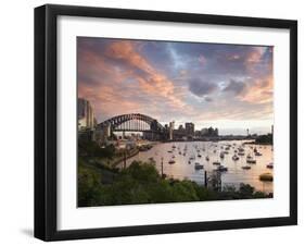 New South Wales, Lavendar Bay Toward the Habour Bridge and the Skyline of Central Sydney, Australia-Andrew Watson-Framed Photographic Print