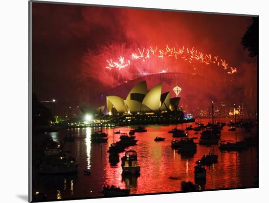 New South Wales, Sydney, Opera House and Coathanger Bridge with Boats in Sydney Harbour, Australia-Christian Kober-Mounted Photographic Print