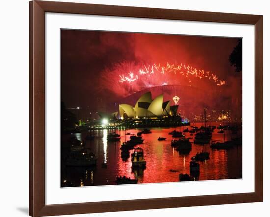 New South Wales, Sydney, Opera House and Coathanger Bridge with Boats in Sydney Harbour, Australia-Christian Kober-Framed Photographic Print