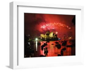 New South Wales, Sydney, Opera House and Coathanger Bridge with Boats in Sydney Harbour, Australia-Christian Kober-Framed Photographic Print