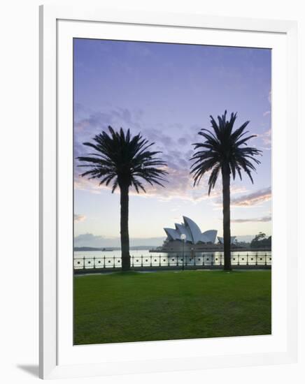 New South Wales, Sydney, Sydney Opera House Through Palms, Australia-Walter Bibikow-Framed Photographic Print