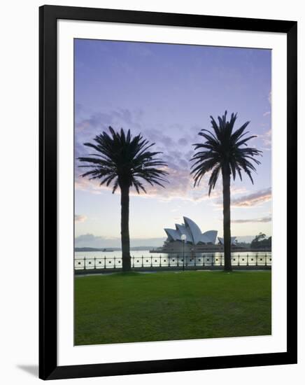 New South Wales, Sydney, Sydney Opera House Through Palms, Australia-Walter Bibikow-Framed Photographic Print