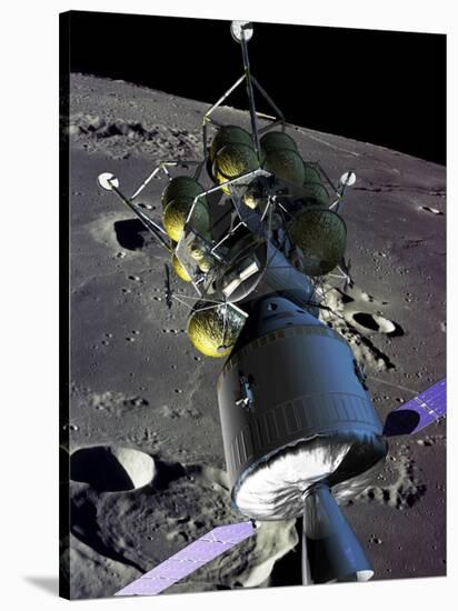 New Spaceship to the Moon, the Crew Goes into Lunar Orbit-Stocktrek Images-Stretched Canvas