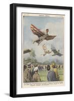 New Sport in California, Birdmen Launch Themselves from High Springboards-Achille Beltrame-Framed Art Print