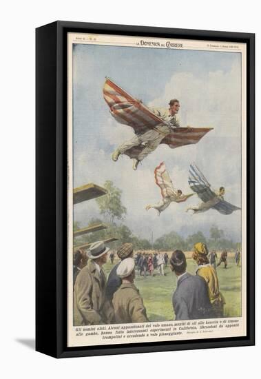 New Sport in California, Birdmen Launch Themselves from High Springboards-Achille Beltrame-Framed Stretched Canvas