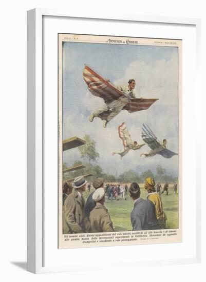 New Sport in California, Birdmen Launch Themselves from High Springboards-Achille Beltrame-Framed Art Print