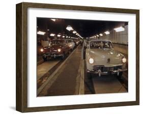 New Studebakers Coming Off the Assembly Line in South Bend, Indiana. 1946-Bernard Hoffman-Framed Photographic Print