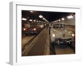 New Studebakers Coming Off the Assembly Line in South Bend, Indiana. 1946-Bernard Hoffman-Framed Photographic Print