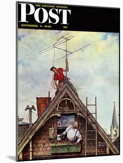 "New T.V. Set" Saturday Evening Post Cover, November 5,1949-Norman Rockwell-Mounted Giclee Print