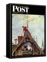 "New T.V. Set" Saturday Evening Post Cover, November 5,1949-Norman Rockwell-Framed Stretched Canvas