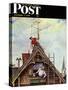 "New T.V. Set" Saturday Evening Post Cover, November 5,1949-Norman Rockwell-Stretched Canvas