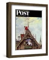 "New T.V. Set" Saturday Evening Post Cover, November 5,1949-Norman Rockwell-Framed Giclee Print