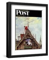 "New T.V. Set" Saturday Evening Post Cover, November 5,1949-Norman Rockwell-Framed Giclee Print