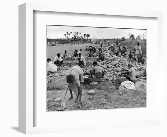 New Taxi-Strip Foundations are Laid by Natives of Assam Valley, Doubling China-India Air Traffic-William Vandivert-Framed Photographic Print