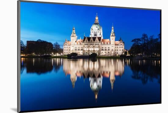 New Town Hall at the Blue Hour, Hannover, Niedersachsen, Germany-Steve Simon-Mounted Photographic Print