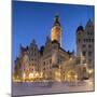 New Town Hall (Neues Rathaus) at dusk, Leipzig, Saxony, Germany-Ian Trower-Mounted Photographic Print