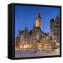 New Town Hall (Neues Rathaus) at dusk, Leipzig, Saxony, Germany-Ian Trower-Framed Stretched Canvas