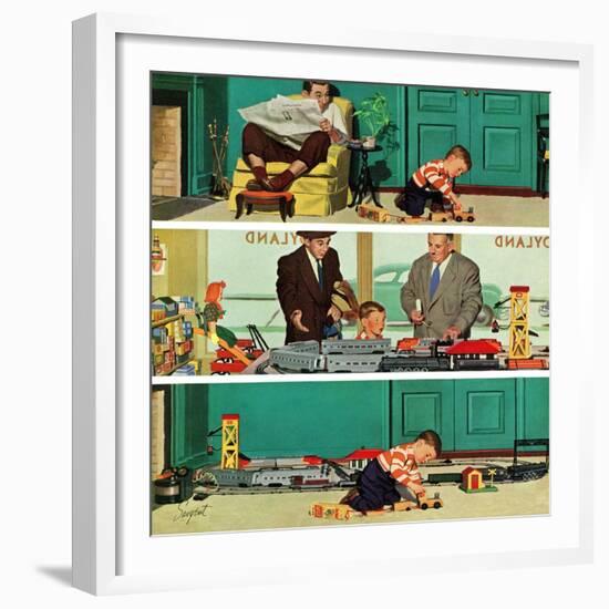 "New Toy Train", December 19, 1953-Richard Sargent-Framed Giclee Print