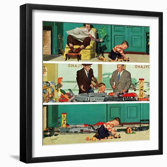 "New Toy Train", December 19, 1953-Richard Sargent-Framed Giclee Print