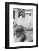 New U.S. Army draft recruit getting his hair cut by a barber, May 15 1967-Warren K. Leffler-Framed Photographic Print