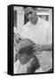 New U.S. Army draft recruit getting his hair cut by a barber, May 15 1967-Warren K. Leffler-Framed Stretched Canvas