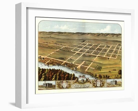 New Ulm, Minnesota - Panoramic Map-Lantern Press-Framed Art Print