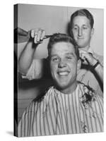 New US Sailor Getting a Haircut at the Great Lakes Naval Training Station-Bernard Hoffman-Stretched Canvas