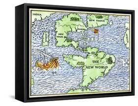 New World Geography According to a Mapmaker of 1540-null-Framed Stretched Canvas