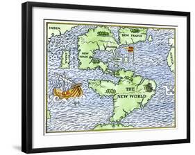 New World Geography According to a Mapmaker of 1540-null-Framed Giclee Print