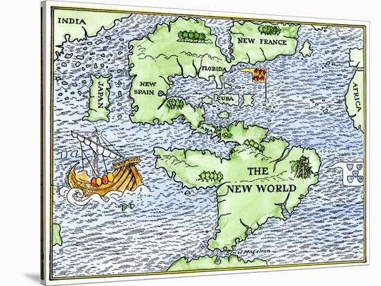 New World Geography According to a Mapmaker of 1540-null-Stretched Canvas