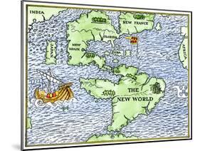 New World Geography According to a Mapmaker of 1540-null-Mounted Giclee Print