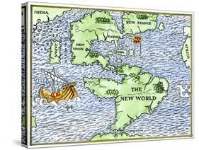 New World Geography According to a Mapmaker of 1540-null-Stretched Canvas