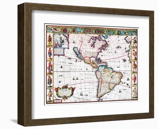 New World Map, 1616-John Speed-Framed Giclee Print