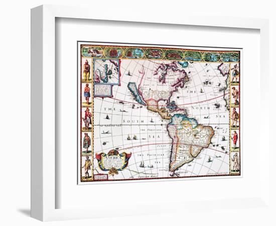 New World Map, 1616-John Speed-Framed Giclee Print
