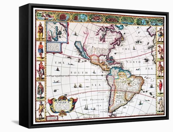 New World Map, 1616-John Speed-Framed Stretched Canvas