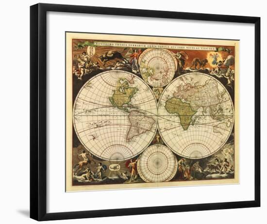 New World Map, 17th Century-Nicholas Visscher-Framed Giclee Print