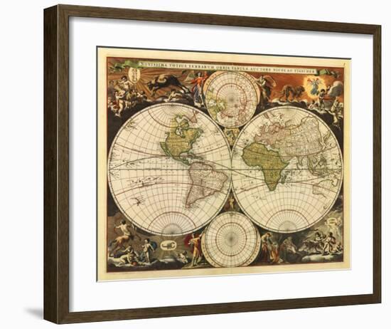 New World Map, 17th Century-Nicholas Visscher-Framed Giclee Print