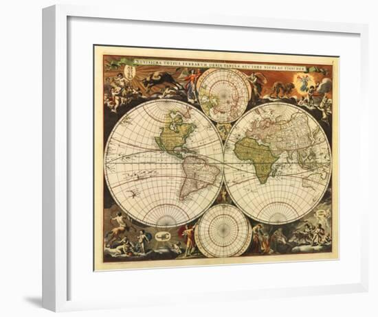New World Map, 17th Century-Nicholas Visscher-Framed Giclee Print
