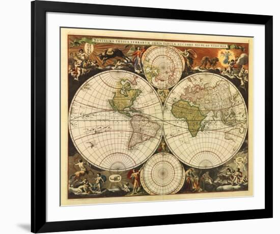 New World Map, 17th Century-Nicholas Visscher-Framed Giclee Print