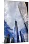 New World Trade Center Glass Building Skyscraper Skyline Blue Clouds Reflection New York City, Ny-William Perry-Mounted Photographic Print