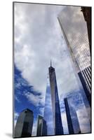 New World Trade Center Glass Building Skyscraper Skyline Blue Clouds Reflection New York City, Ny-William Perry-Mounted Photographic Print