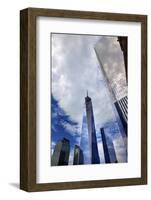 New World Trade Center Glass Building Skyscraper Skyline Blue Clouds Reflection New York City, Ny-William Perry-Framed Photographic Print