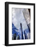 New World Trade Center Glass Building Skyscraper Skyline Blue Clouds Reflection New York City, Ny-William Perry-Framed Photographic Print