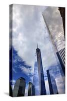 New World Trade Center Glass Building Skyscraper Skyline Blue Clouds Reflection New York City, Ny-William Perry-Stretched Canvas