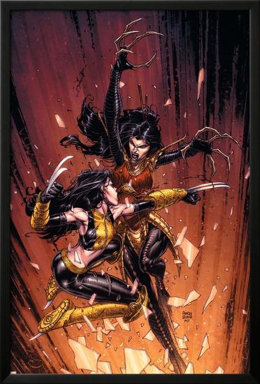 New X-Men No.45 Cover: X-23 and Lady Deathstrike-David Finch-Lamina Framed Poster