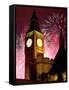New Year Fireworks and Big Ben, Houses of Parliament, Westminster, London, England, United Kingdom,-Frank Fell-Framed Stretched Canvas