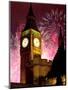 New Year Fireworks and Big Ben, Houses of Parliament, Westminster, London, England, United Kingdom,-Frank Fell-Mounted Photographic Print