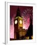 New Year Fireworks and Big Ben, Houses of Parliament, Westminster, London, England, United Kingdom,-Frank Fell-Framed Photographic Print